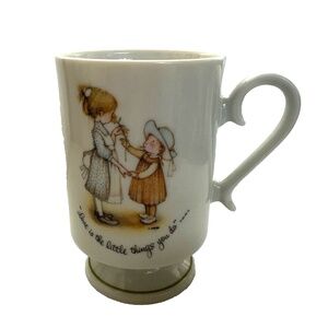 Vintage Holly Hobbie Mug Love is the Little Things You Do Pedestal Porcelain 70s